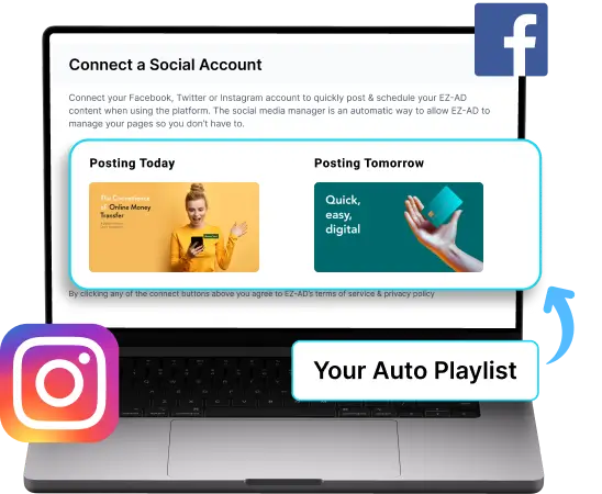 Ez-Ad Tv Digital signage for banking with social media connectivity
