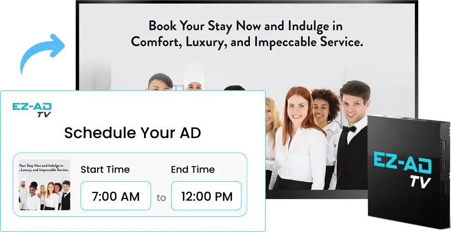 EZ-AD TV Digital Signage for banking with schedule content options