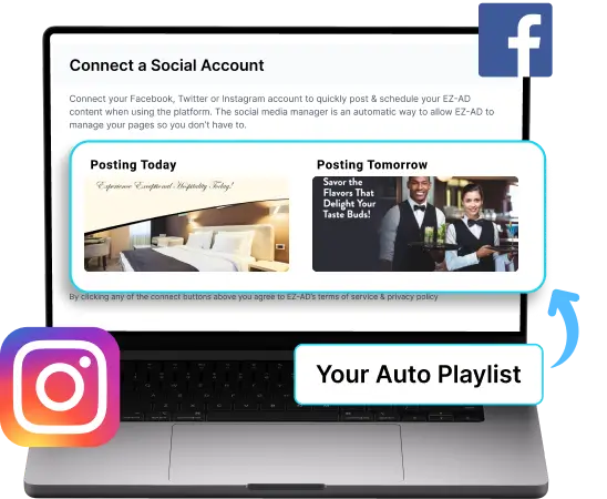 Ez-Ad Tv Digital signage for hospitality with social media connectivity