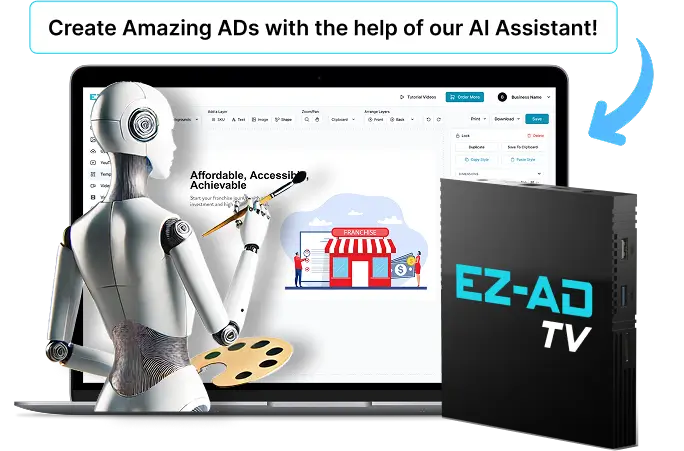 Ez-Ad Tv digital signage for franchises with ai crafted ads