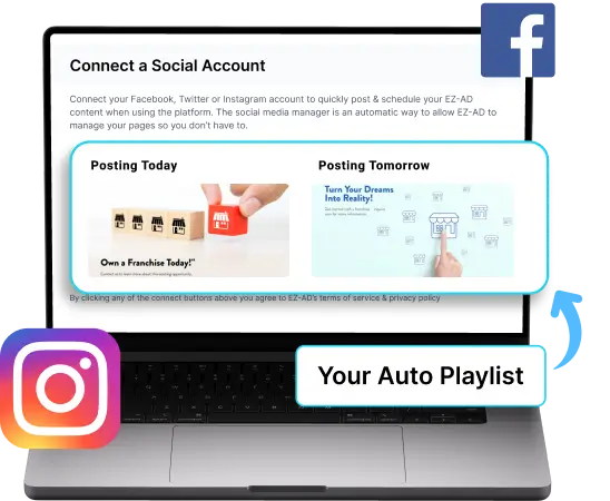 Ez-Ad Tv Digital signage for franchise with social media connectivity