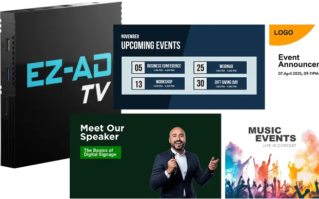 EZ-AD TV digital signage for events hero banner