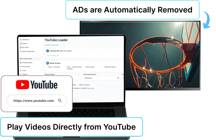 EZ-AD TV digital signage for events with youtube integration