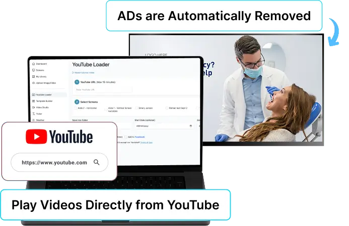 EZ-AD TV digital signage for dental clinics with youtube integration