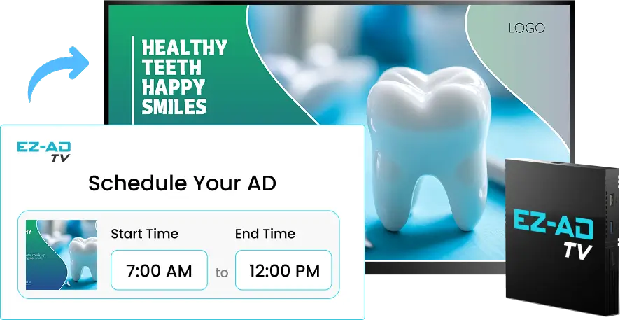 EZ-AD TV Digital Signage for dental clinics with schedule content options