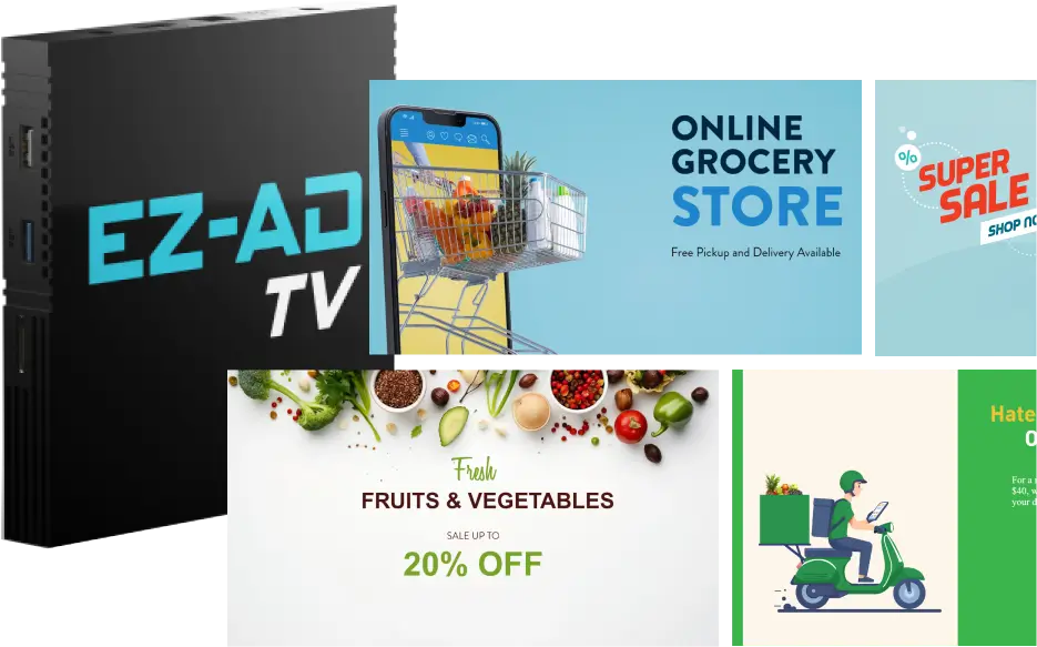 EZ-AD TV digital signage hero banner for grocery stores
