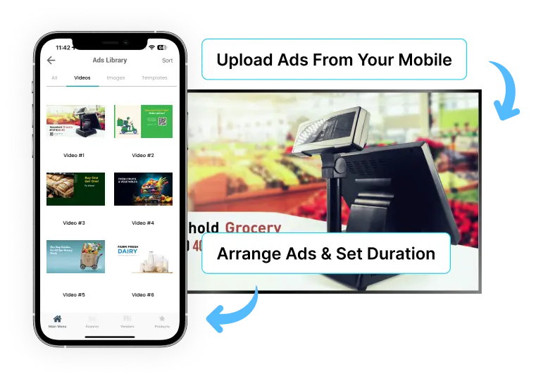 ez-ad tv digital signage for grocery stores with mobile app