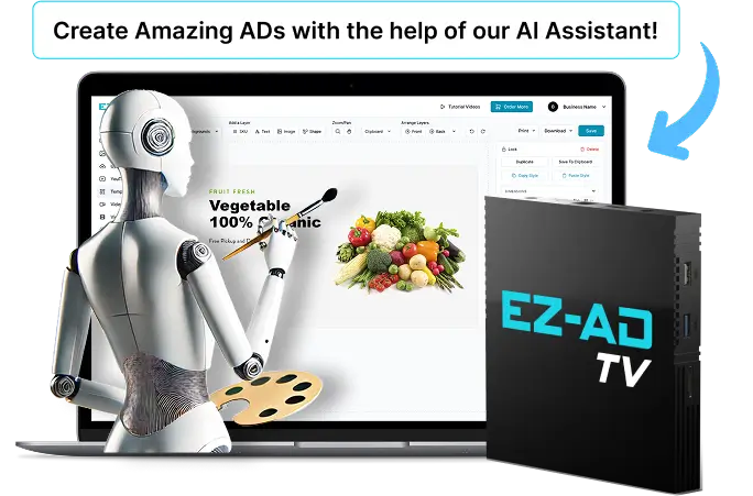 Ez-Ad Tv digital signage for grocery stores with ai crafted ads