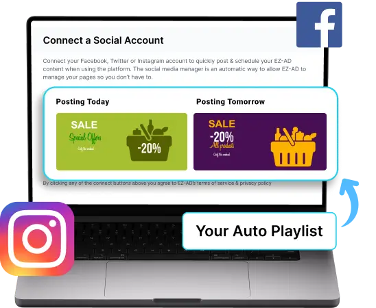 Ez-Ad Tv Digital signage for grocery stores with social media connectivity