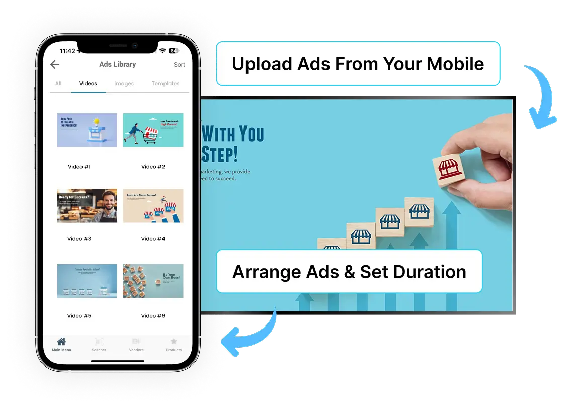 ez-ad tv digital signage for franchises with mobile app