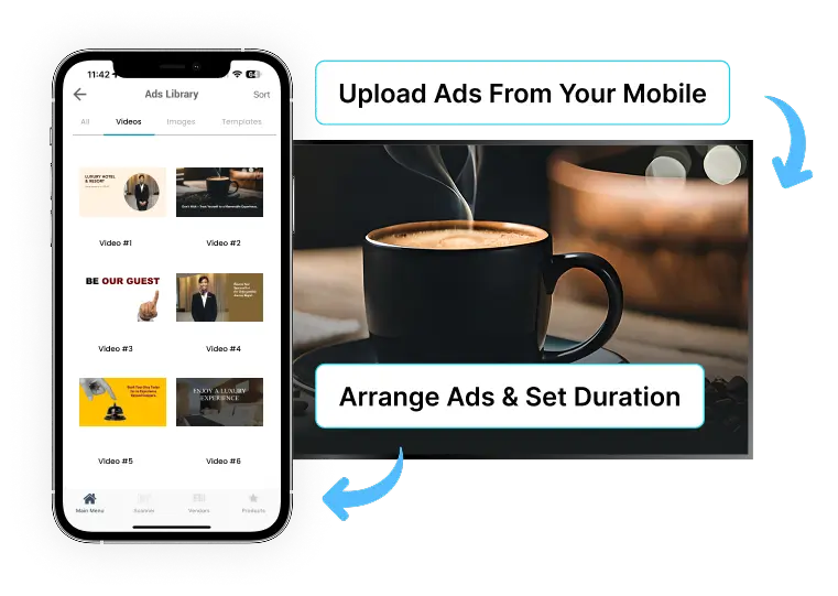 ez-ad tv digital signage for hospitality with mobile app