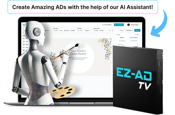 Ez-Ad Tv digital signage for bridal salons and weddings with ai crafted ads