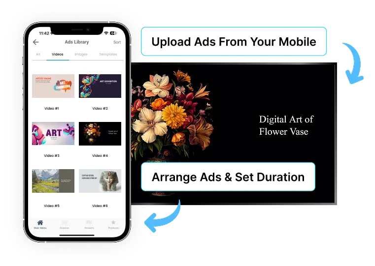 EZ-AD TV Digital Signage for art gallery with mobile app
