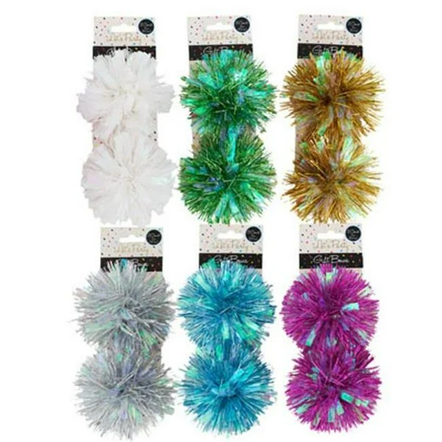 GIFT BOW POM POM - 2-CT - 4" - ASSORTED