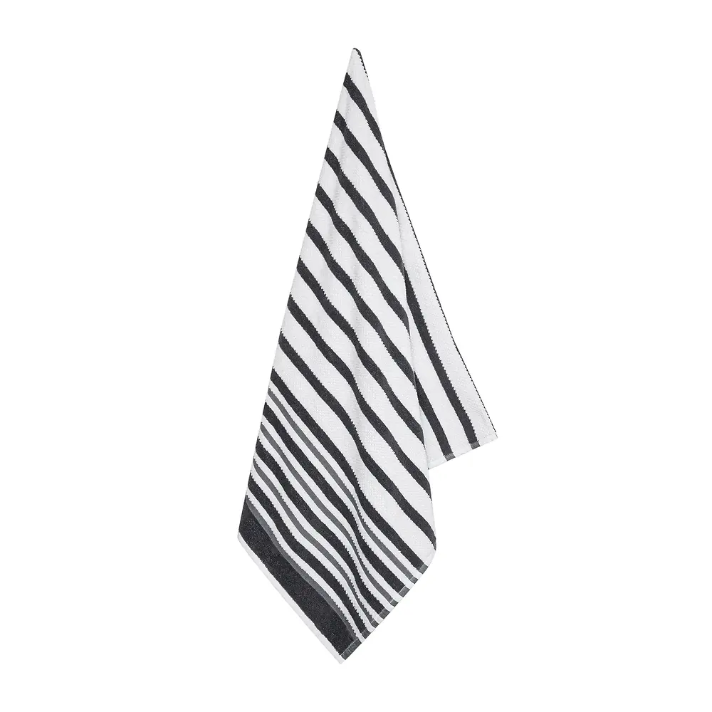 TEXT STRIPE BATH TOWEL - 27X50 - CHARCOAL