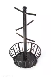 BAND & STRIPE MUG TREE WITH BASKET