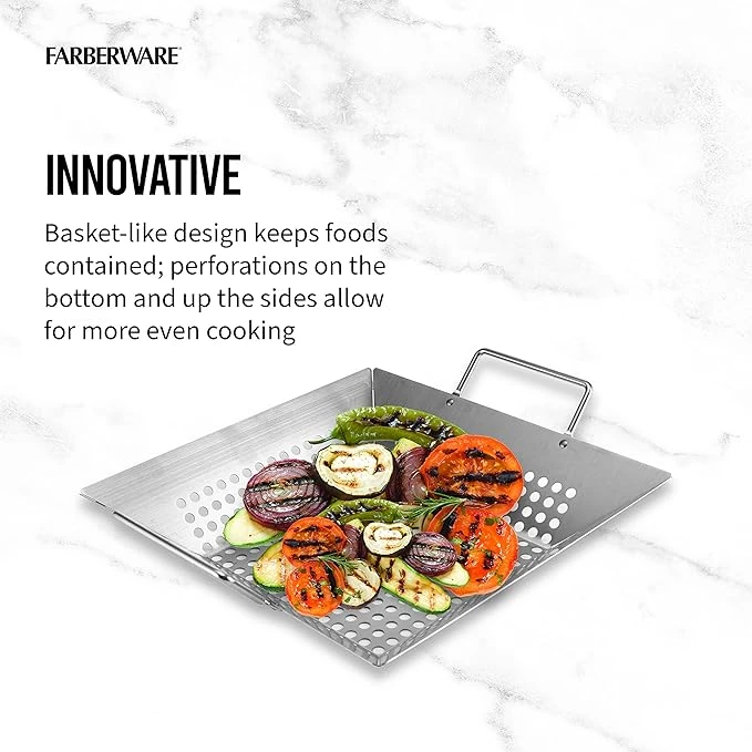 FARBERWARE BBQ STAINLESS STEEL RECTANGULAR GRILL TOPPER