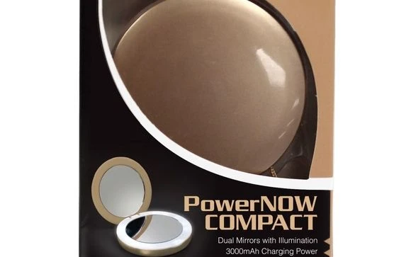 PowerNow 70181 3,000mAh Gold Dual Power Pack & Mirror Compact