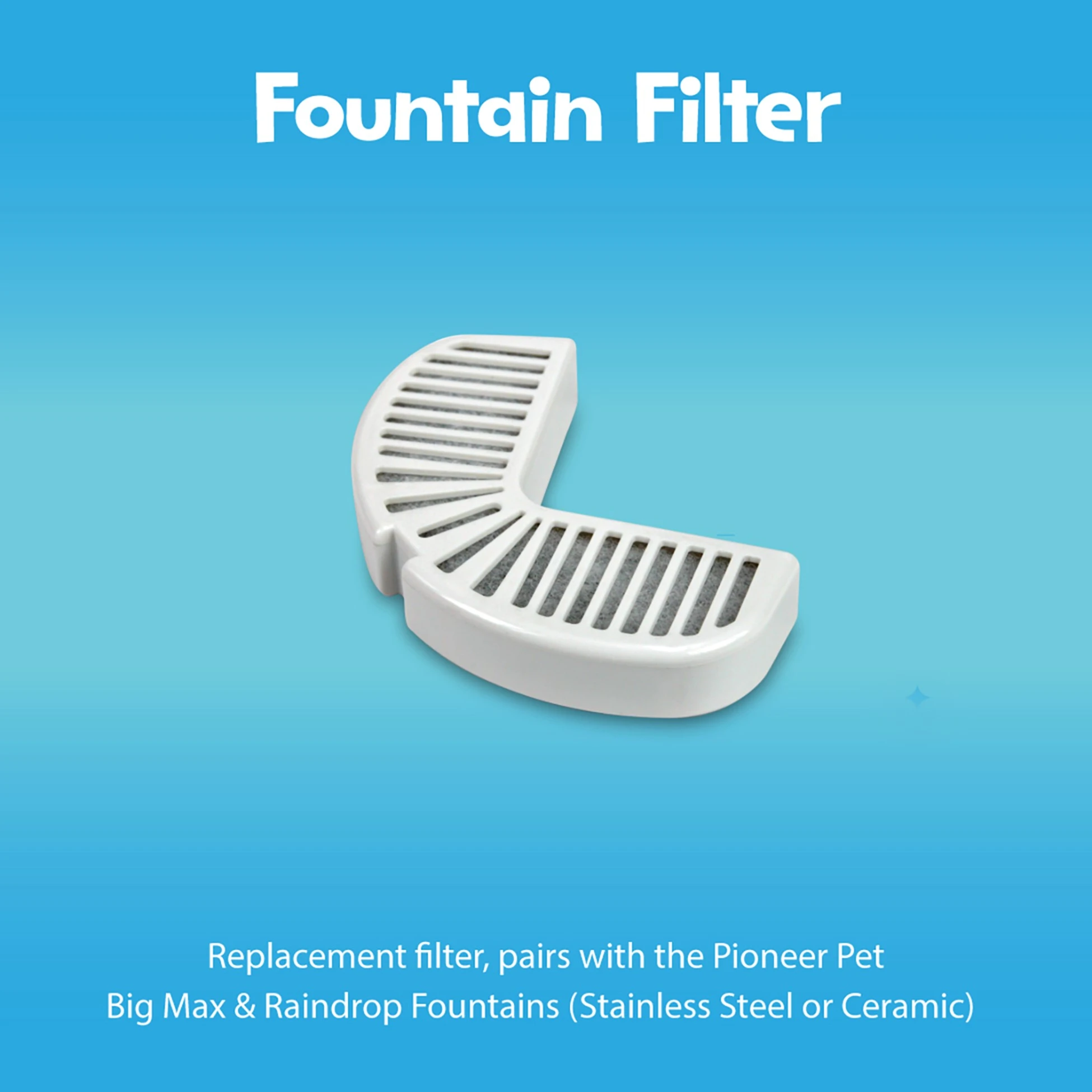 Fountain Filter Replacement for Ceramic & Stainless-Steel Pet Fountains 3 Pack