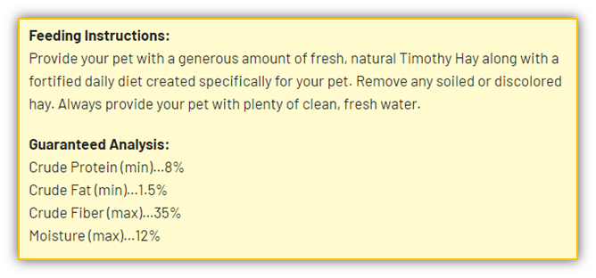 Timothy Hay Premium Fresh & Natural Small Animal Feed 48 oz