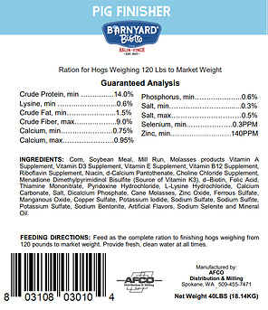 Pig Finisher Ration 40 lb