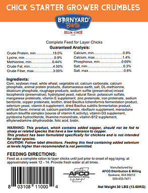 Chick Starter Grower Crumbles 30 lb