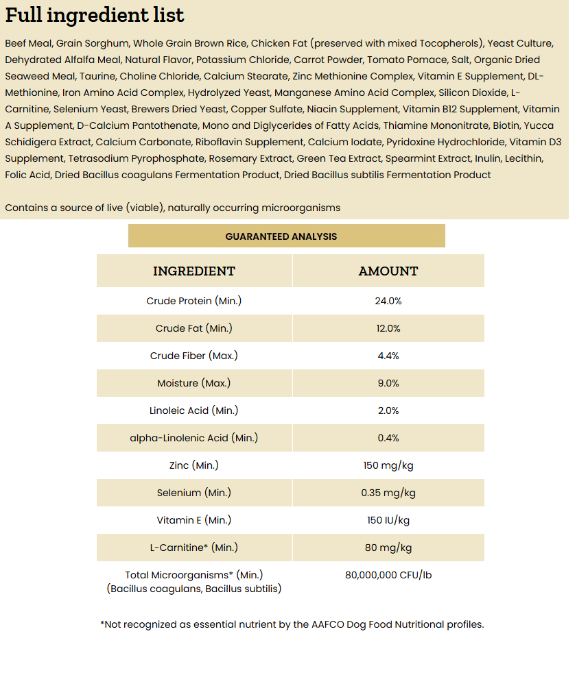 Select Beef Meal & Brown Rice Formula Dry Dog Food 15 lb