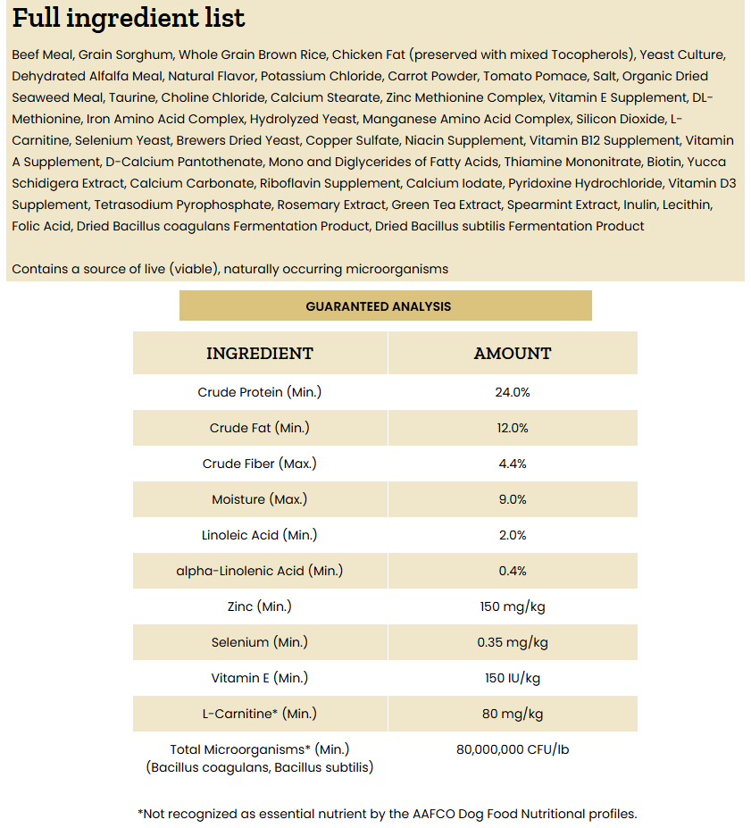 Select Beef Meal & Brown Rice Formula Dry Dog Food 40 lb