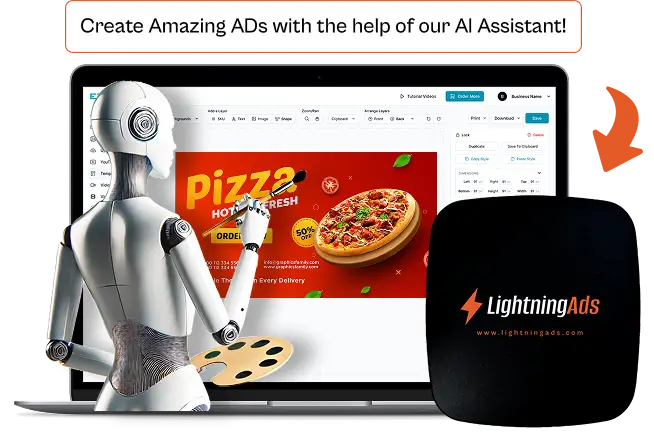 LightningAds digital signage with ai crafted ads