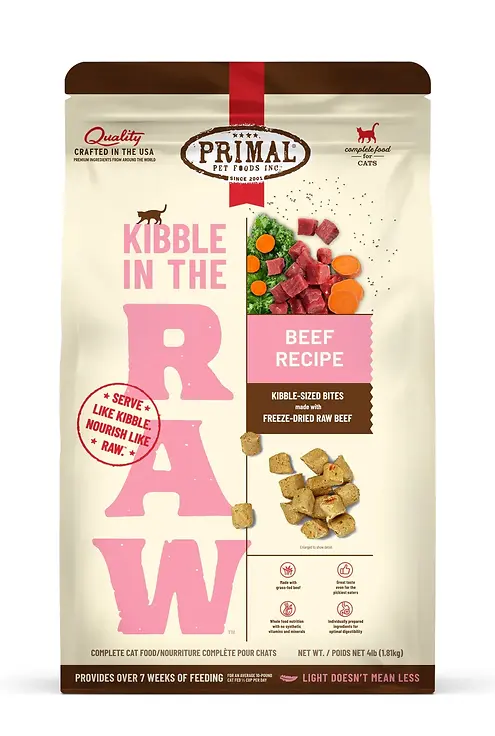 Kibble in the Raw Beef Recipe Cat Food 4 lb