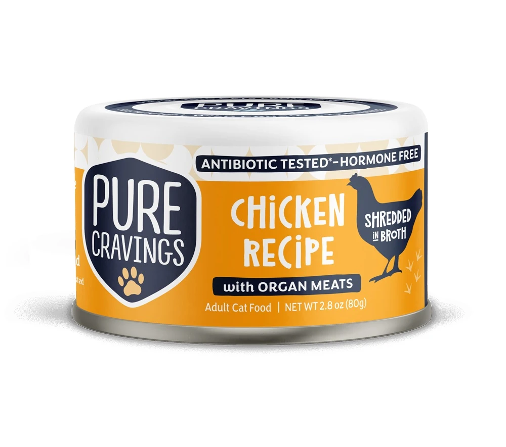 Shredded in Broth Chicken Recipe Canned Cat Food 3 oz