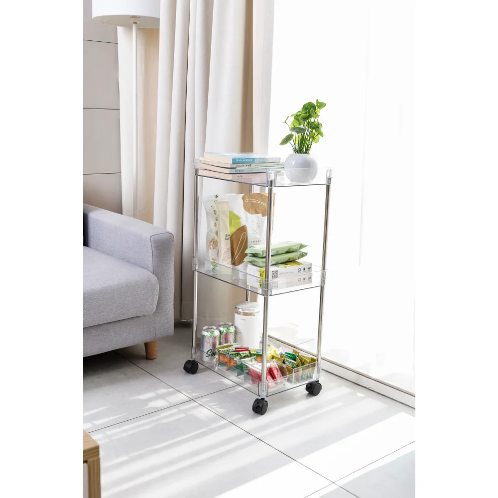 KD CHROME/CLEAR - ACRYLIC 3-TIER CART