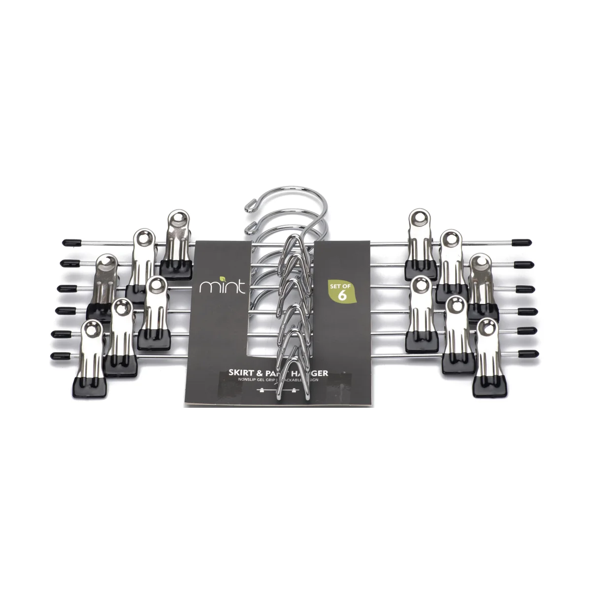 Black/Chrome - S/6 Pant & Skirt Gel Hanger