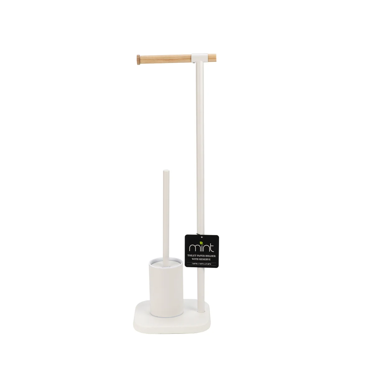 White - Modern Stainless Steel Toilet Paper Holder and Toilet Brush