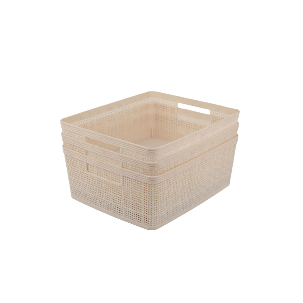 Wheat Straw - S/3 MD Storage Baskets with Lid