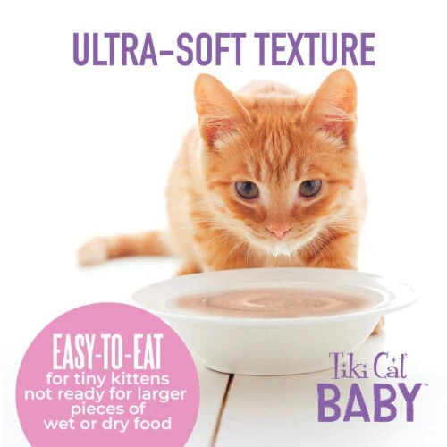 Tiki Cat Baby Weaning Purée Chicken & Chicken Liver Recipe in Broth for Kittens 6 oz