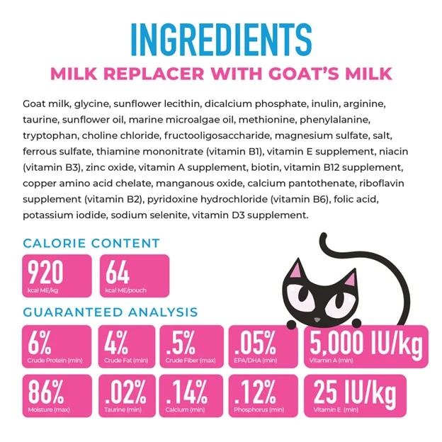 Tiki Cat Baby Milk Replacer with Goat’s Milk for Kittens 6 oz