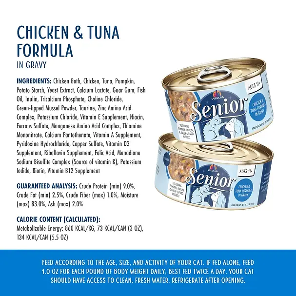 Senior Chicken & Tuna Formula in Gravy Canned Cat Food 3 oz