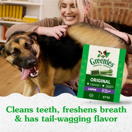 Natural Dog Dental Care Chews Oral Health Dog Treats Original Large 27 oz | 17 Pack