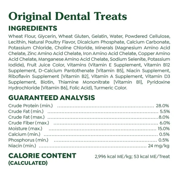 Natural Dog Dental Care Chews Oral Health Dog Treats Original Large 27 oz | 17 Pack