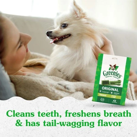 Natural Dog Dental Care Chews Oral Health Dog Treats Original Teenie 12 oz | 43 Pack