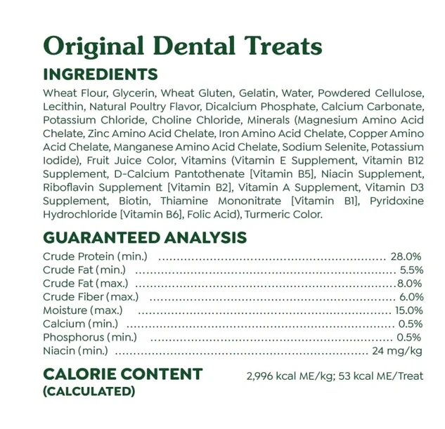 Natural Dog Dental Care Chews Oral Health Dog Treats Original Teenie 12 oz | 43 Pack