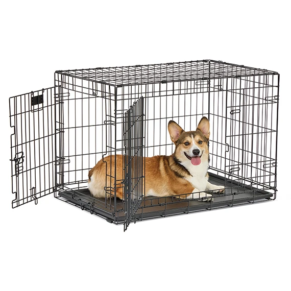Contour Dog Crate Double Door Folding Black 36"