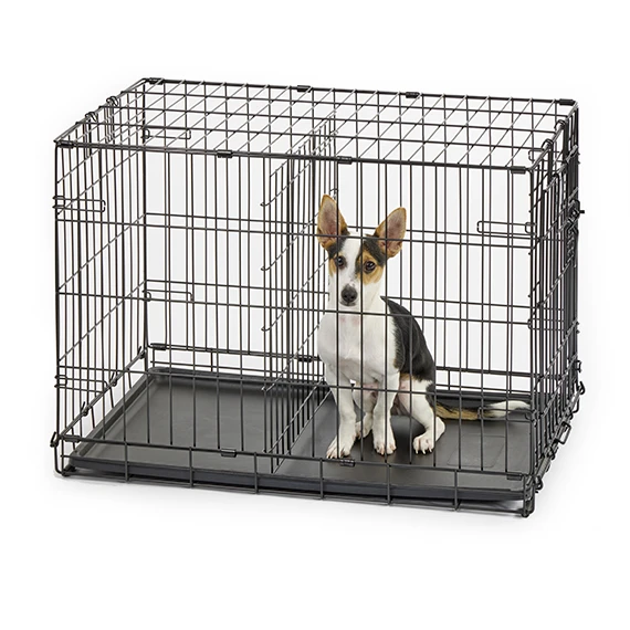Contour Dog Crate Double Door Folding Black 36"
