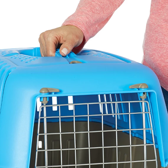 Spree Pet Carrier Plastic with Wire Door Blue 22"