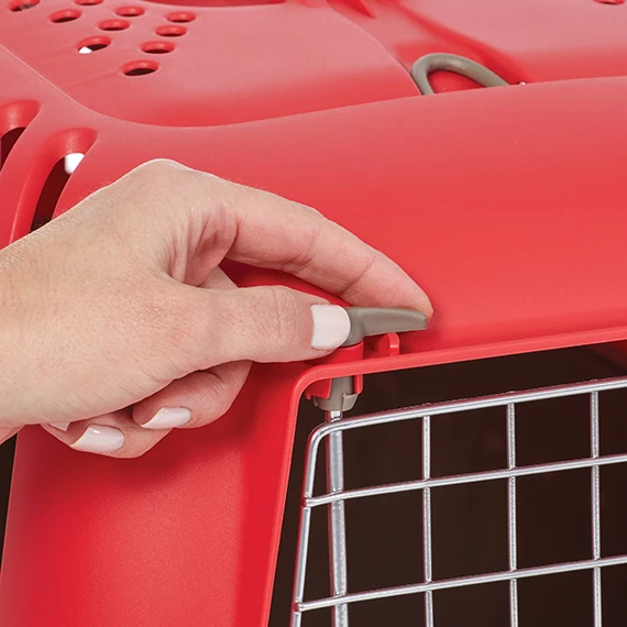 Spree Pet Carrier Plastic with Wire Door Red 19"