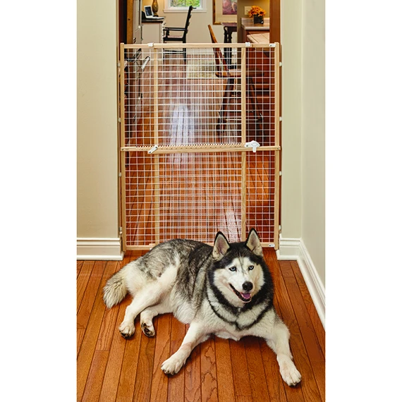 Wood Pet Gate with Wire Mesh 44"