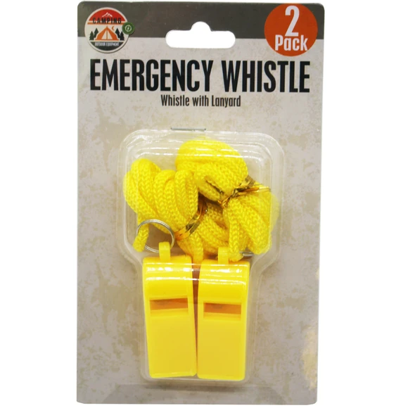 2PK PLASTIC WHISTLE W/LANYARD