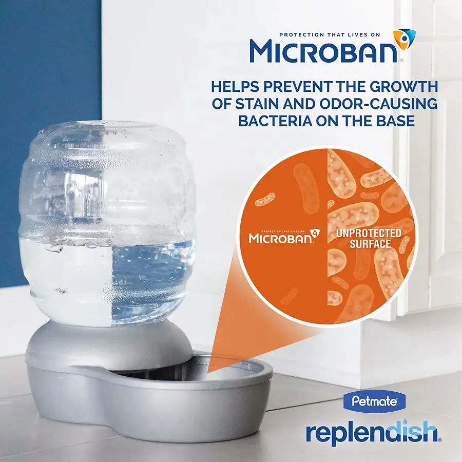 Replendish Pet Waterer with Microban Pearl Silver Gray .5 gal