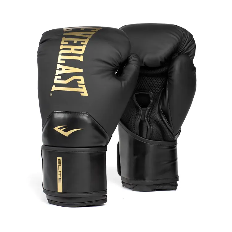 EVERLAST ELITE 2 12OZ BLACK/GOLD BOXING GLOVES